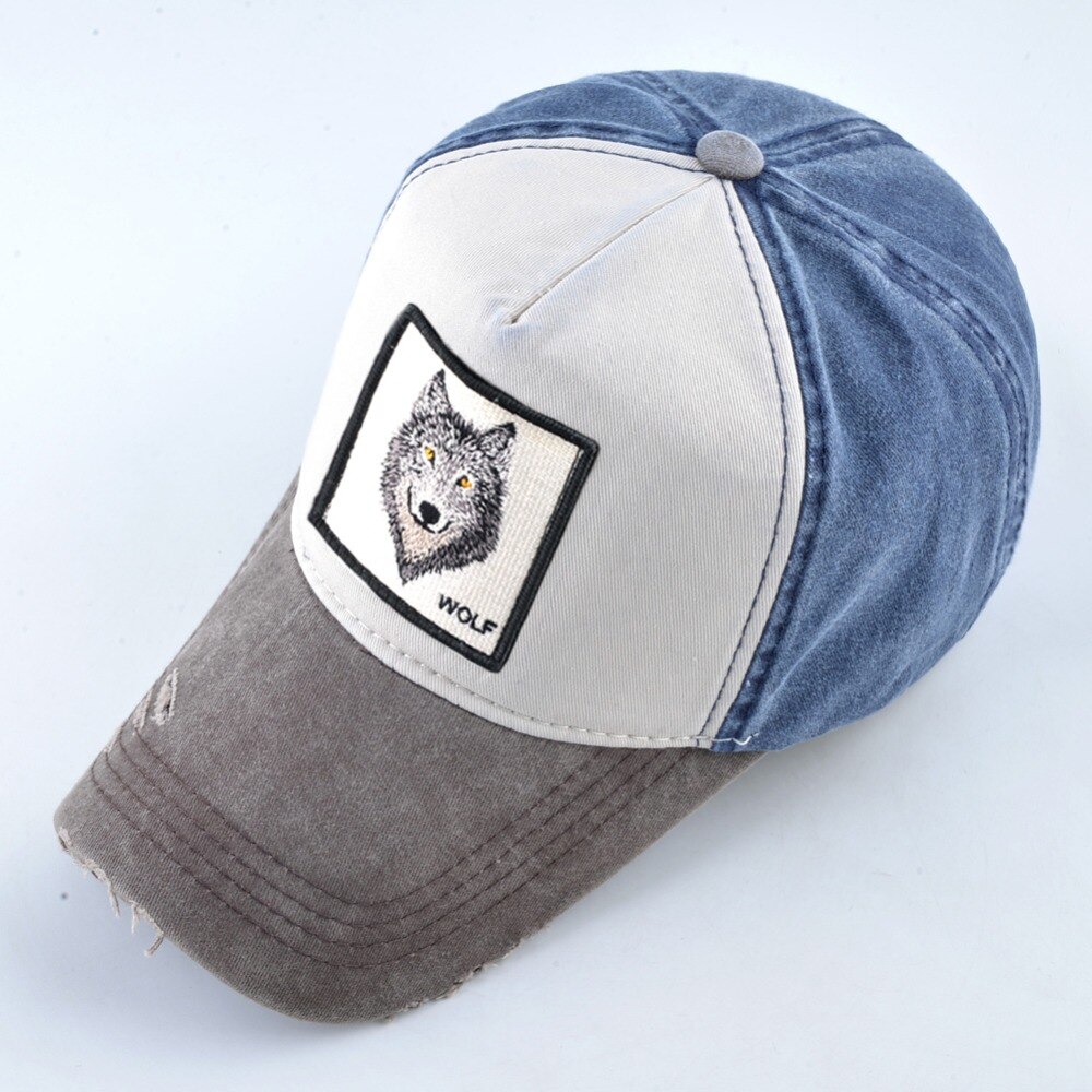 Unisex Baseball Cap Männer Frauen Tiere Stickerei Snapback Hut Frühling Sommer Baumwolle Gewaschen Denim Hip Hop Knochen Casquette