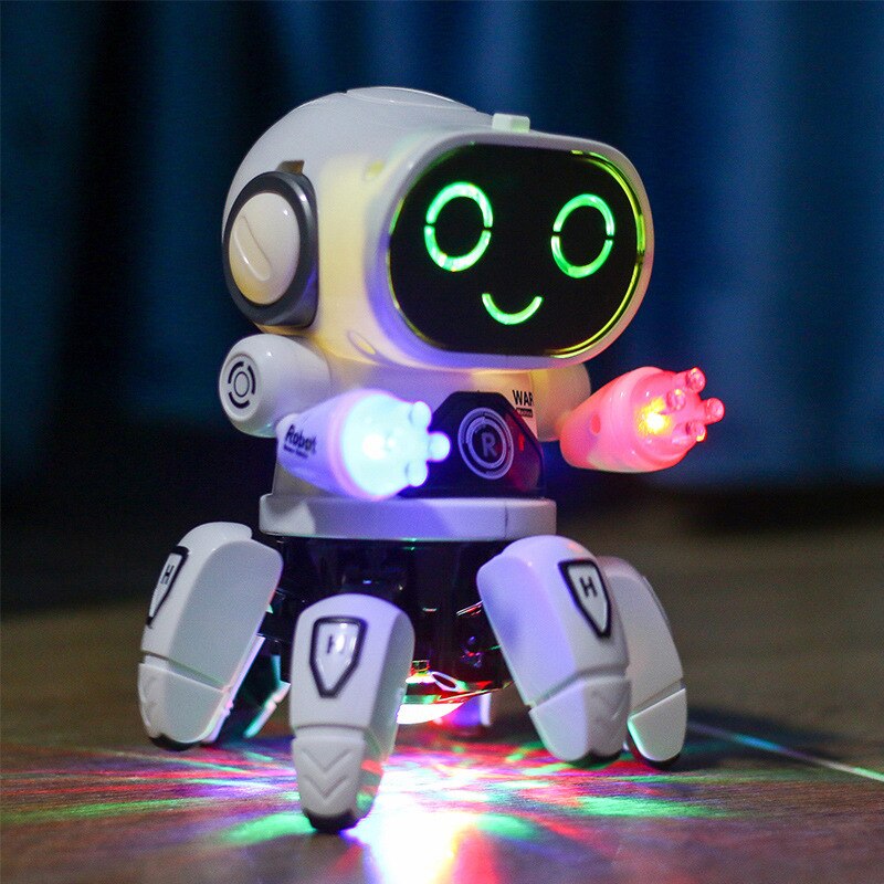 Mini jouets pour enfants, 6 griffes, pieuvre, Robot ABS, lumières LED, musique dansante, colorés, pour garçons et filles, 2022