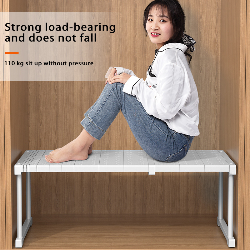 Expandable Closet Tension Shelf Storage Kitchen Stackable Shelves Adjustable Organizer Cabinet Wardrobe Sink Tension Shelf Rack