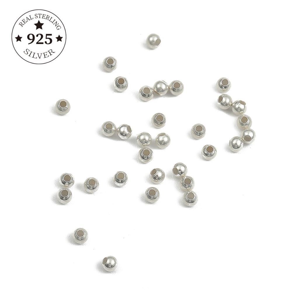 2/3/4/5/6/8/10mm 925 Sterling Silber Runde Abstandshalter verlieren Perlen Ball ende Samen Perlen Für DIY Schmuck Machen Halskette Zubehör