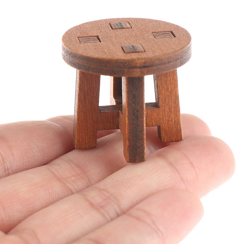 9 stili di Mobili In Legno In Miniatura Tavolino Rotondo Sgabello Teatable Miniature Finta Giocattoli 1/12 Dollhouse Giardino/Decorazione Della Stanza