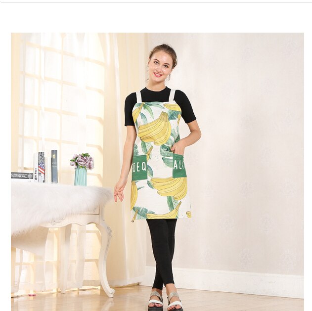 Apron Cotton linen sleeveless apron household banana print apron work clothes colorful BBQ Apron Kitchen utensils