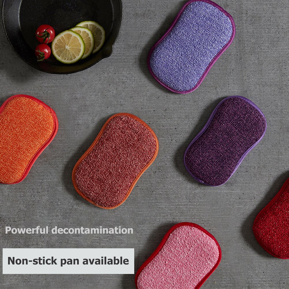 5Pcs Dubbelzijdig Keuken Cleanging Spong Non-Kras Cellulose Scrub Spons Voor Huishouden Afwassen Microfiber Sponzen Borstel