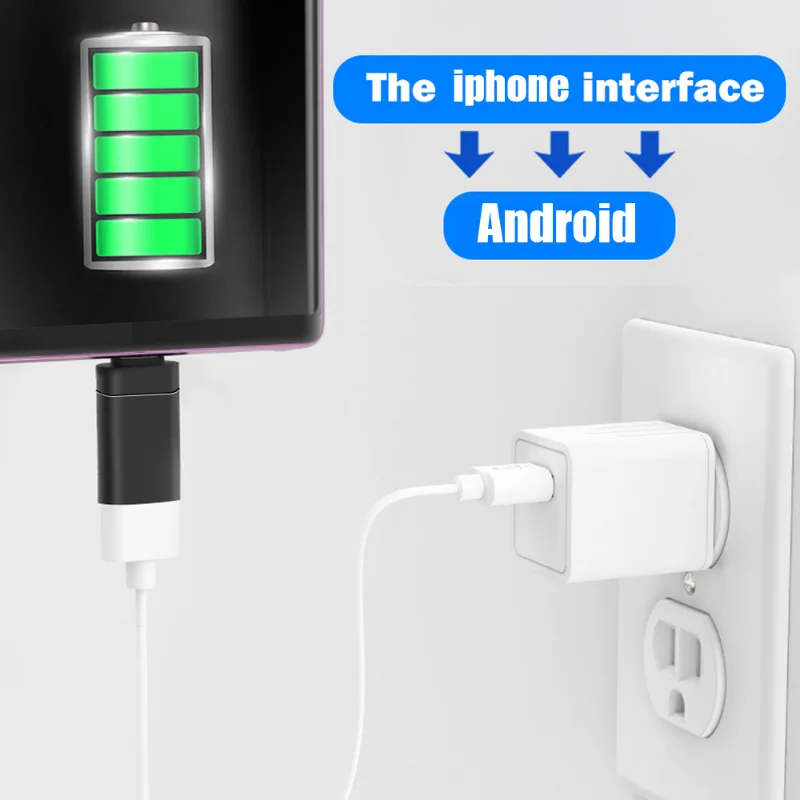 Adaptador Micro USB tipo C macho a IOS hembra, conector de sincronización de datos, convertidor de carga para Apple, teléfono móvil Android, adaptador de computadora portátil