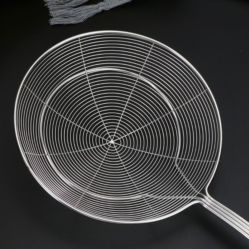 Cuillère à Friture Inox Avec Manche Bois - Pour Beignets, Fritures - Long Manche Sécurité, Léger Et Pratique
