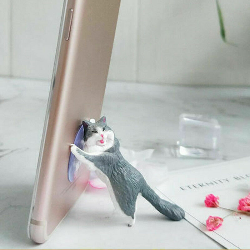 Cute Cat Phone Holder Tablets Desk Sucker Support Resin Mobile Phone Stand Holder Sucker Animal Holder For Smartphone