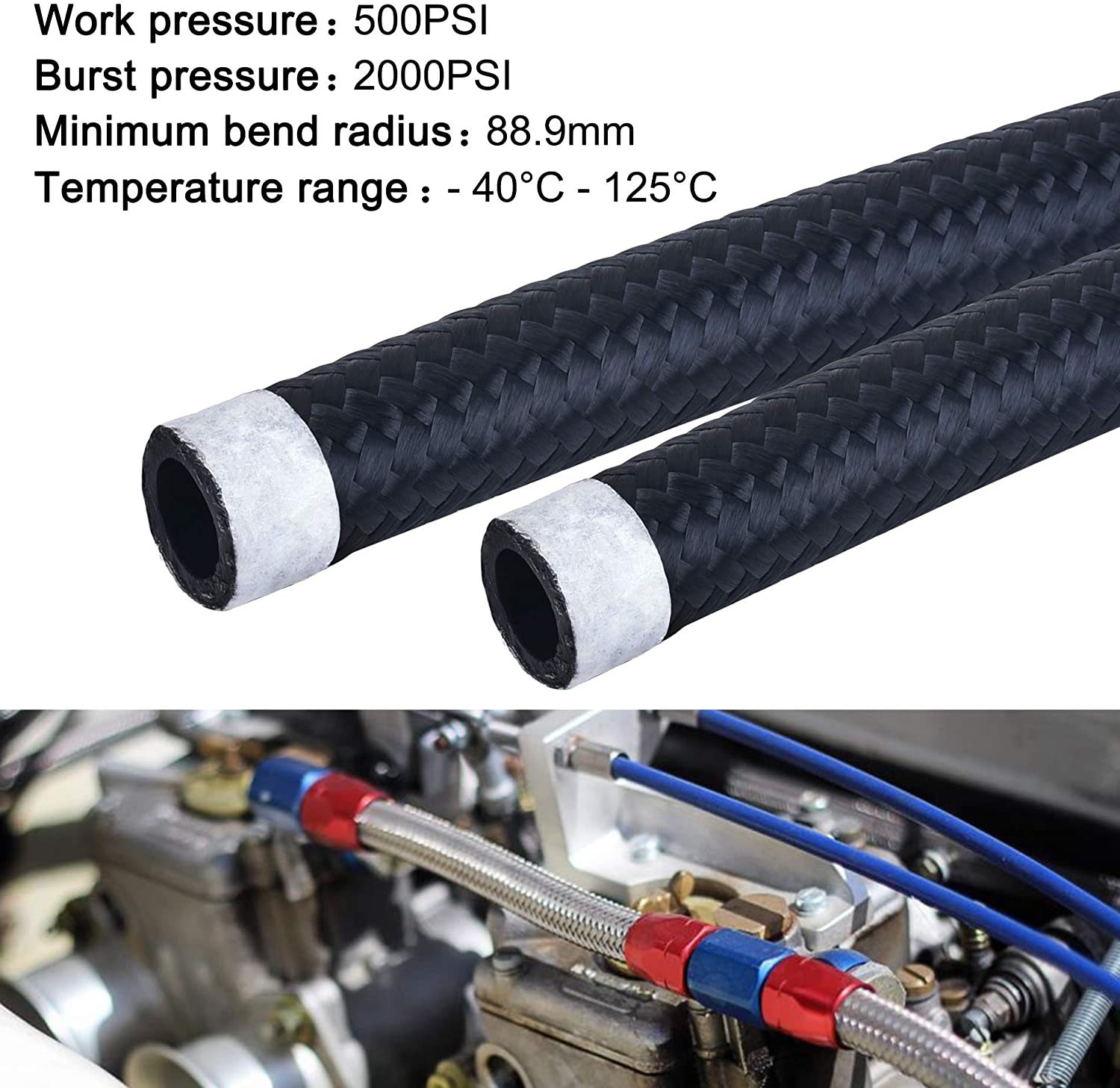1M ein4 ein6 ein8 ein10 ein12 Kraftstoff Schlauch Öl Gas Kühler Schlauch Linie Rohr Rohr Nylon Edelstahl Geflochtene innen CPE Gummi TF-1007