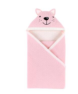 Sobres de punto de oso de dibujos animados para recién nacidos, sacos de dormir de otoño gris abotonada bebé infantil, saco de dormir, manta de primavera: 82W511 Pink
