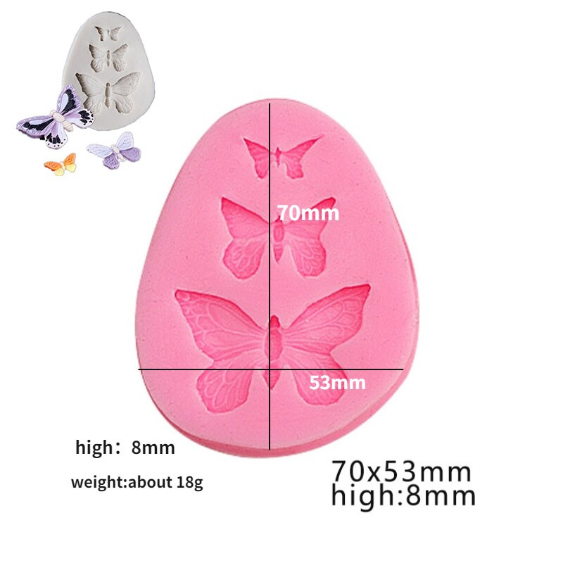Fondant Animal Silicone Mold 3D Safari Cookie Baking Mold Silicone Baking Pan for Pastry Cake Decoration Kitchen Accessories: C-Butterfly