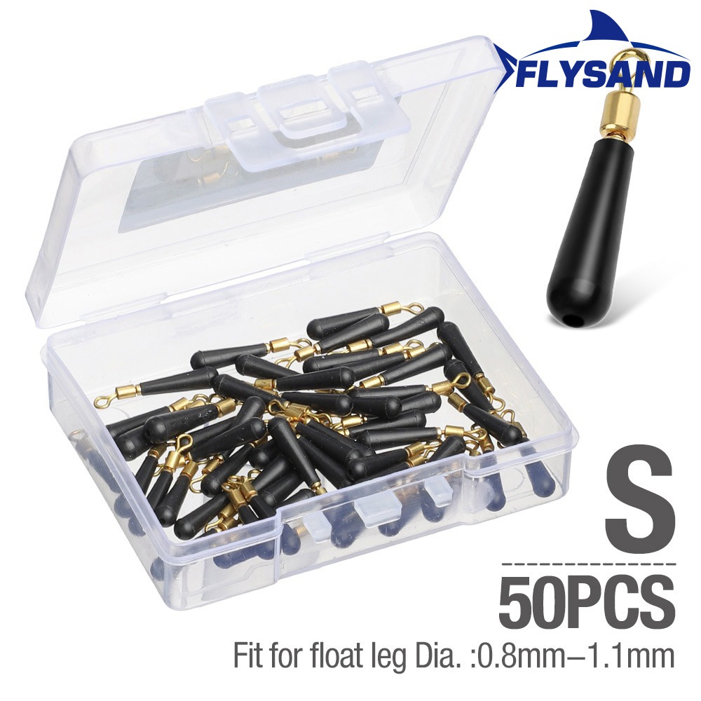 FLYSAND 50pcs/Box Drift Fishing Floats Seat Copper Head Rubber Bobber For Led Fishing Float Rotation Buoy Seat