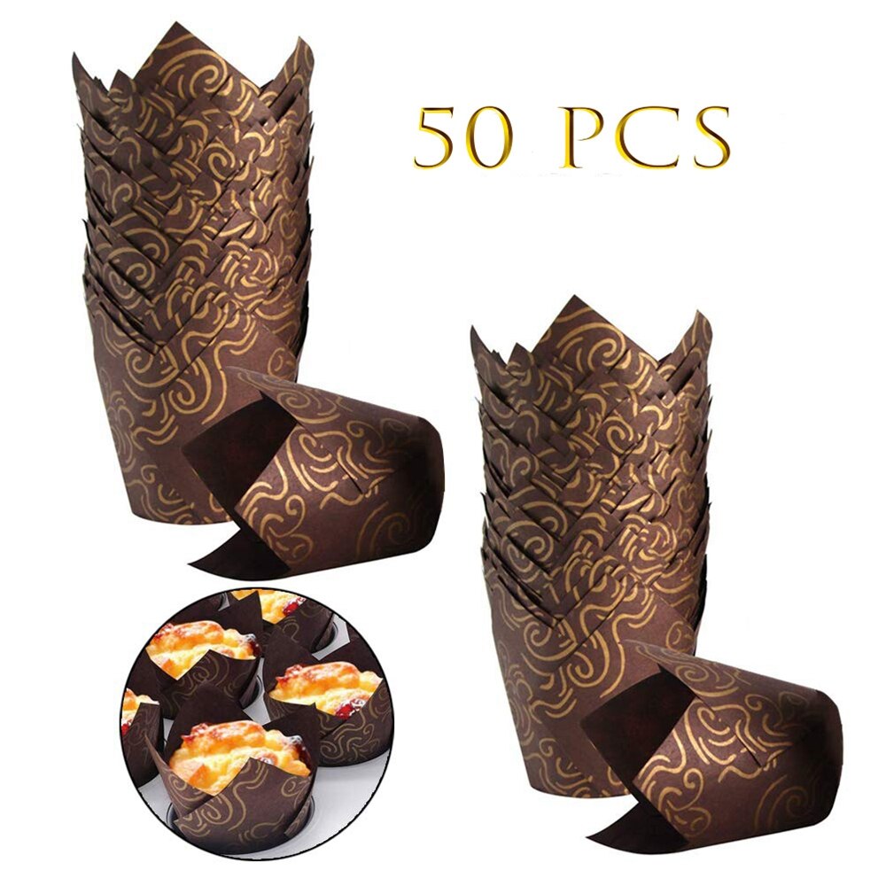 Cake Mold Muffin Cupcake Paper Cups Tulip Cup Cakes Paper Cases Oilproof Cupcake Liner Wrapper Baking Cups Holders 50pcs/pack