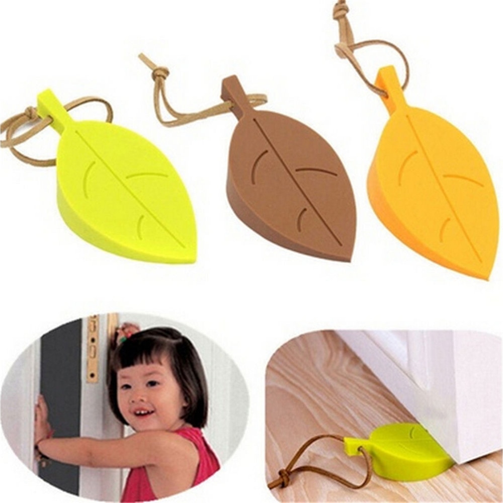Finger Safety Protection Silicone Rubber Door Stopper Wedge Autumn Leaf Style Kid Baby Safe Doorways 4 Colors