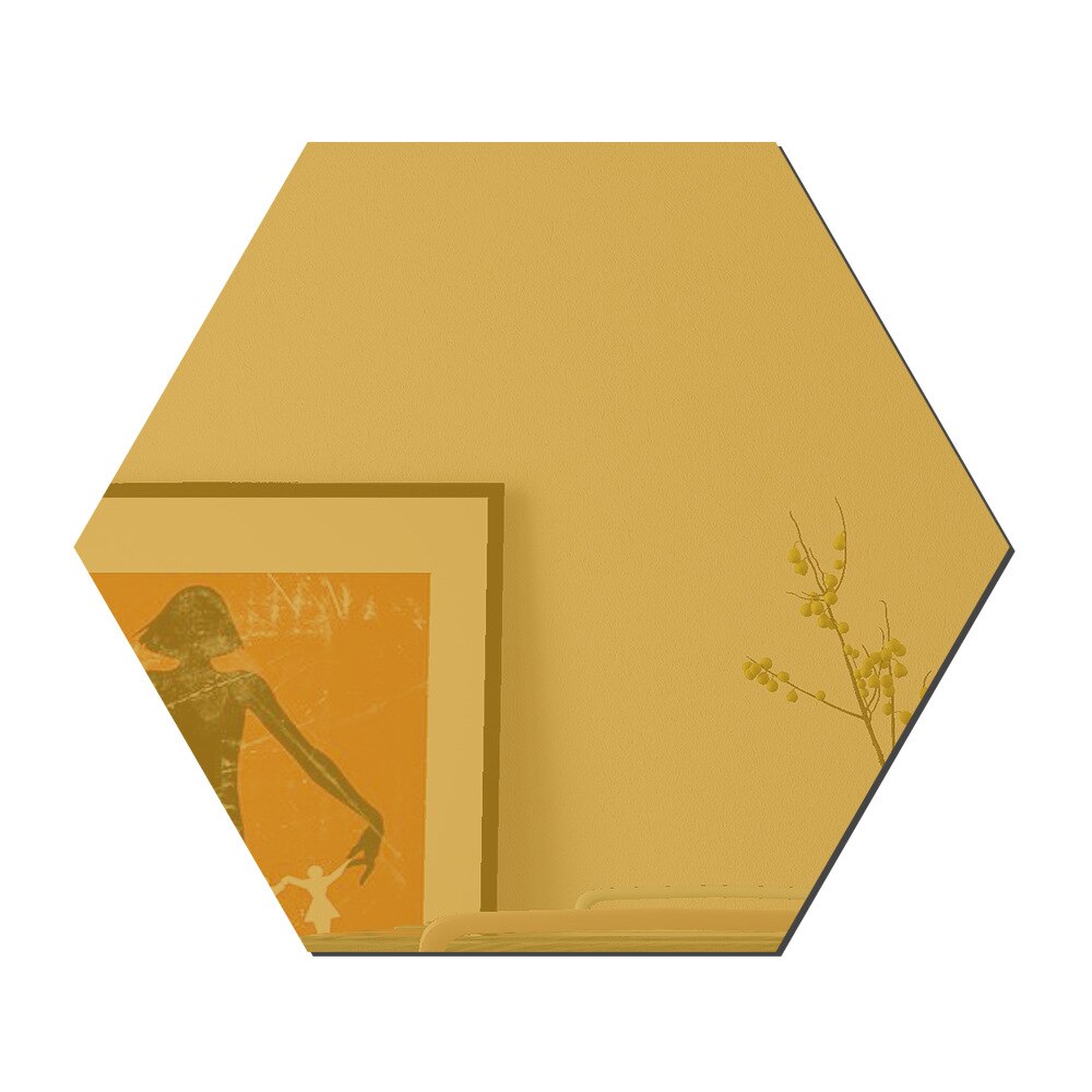 Väggdekor spegel klistermärke akryl självhäftande collage hexagon dekoration väggdekor speglar hem gör-det-själv dekorativa: Hexagon gyllene