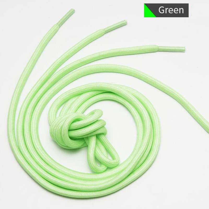 Lacets de sécurité fluorescents unisexe, 1 paire, 120/140cm, ronds et phosphorescents, pour chaussures de Sport, basket-ball en toile: green / 140 CM