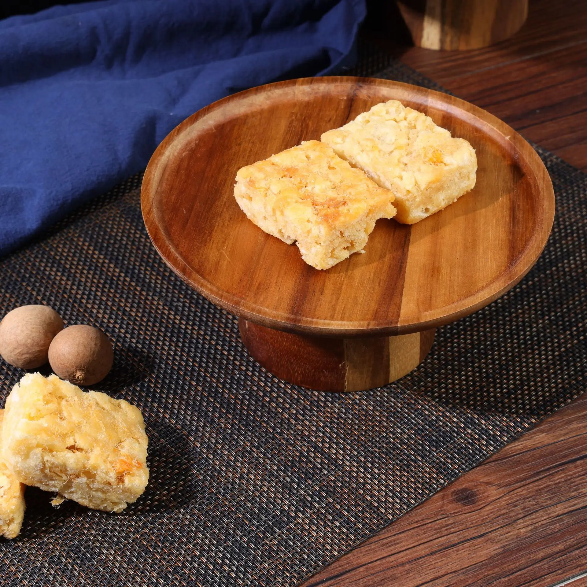 Support à gâteaux 1 pièces, grand plateau en bois, présentoir à gâteaux, assiette à fruits, vaisselle, supports à gâteaux, assiette à Dessert pour collations: BLEU CIEL