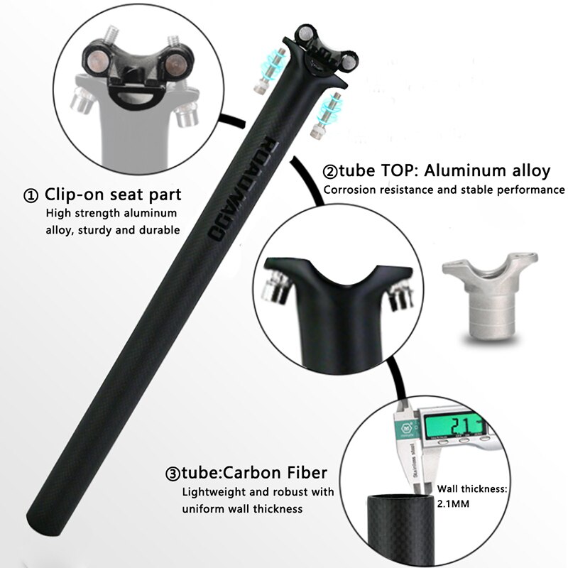 ROADNADO T800 Carbon MTB Seatpost Bicycle Seat Post 27.2/30.8/31.6*350/400mm Matte 3K Mountain Road Bike Seat Tube Cycling Parts