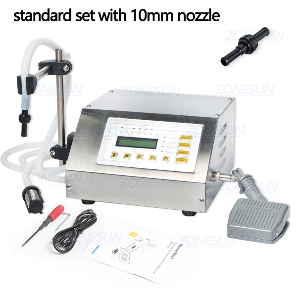 ZONESUN Numerical control liquid filling machine on the English control panel GFK-160 5-3500ml: add 10mm nozzle