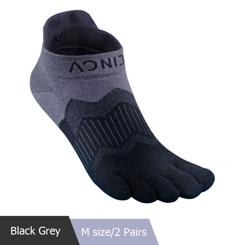 2 Pairs Aonijie E4810 Ultra Run Vijf Teen Sokken Low Cut Sokken Toesocks Voor Running Marathon Trail: Black Grey M size