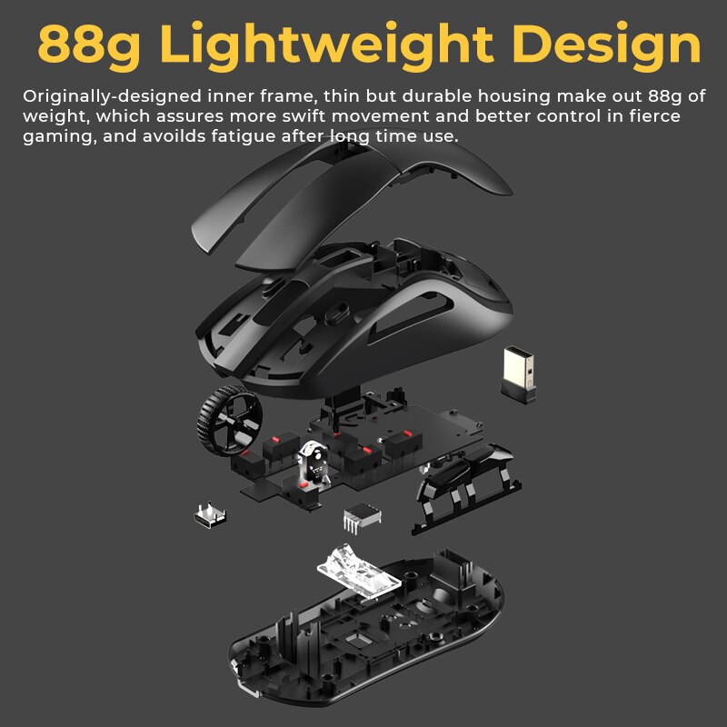 DAREU PC Gaming Muis Tri-mode Connect Bluetooth Bedraad 2.4G Draadloze Muizen met Oplaadstation KBS Knoppen Muis voor Laptop Gamer