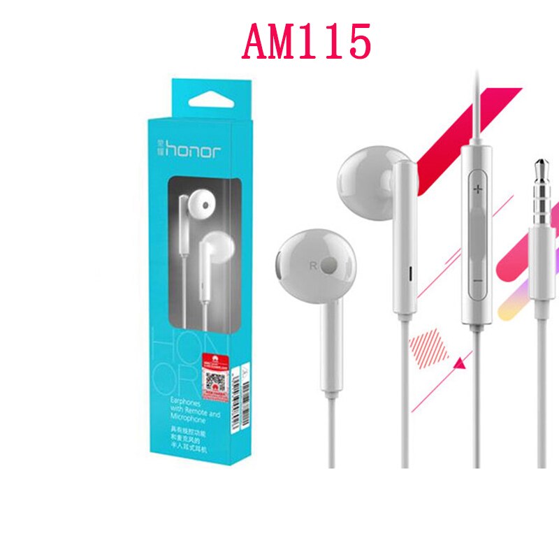 Originele huawei honor oortelefoon  am116 am115 in- oordopjes met microfoon 3.5mm oordopjes voor mate 8 9 3e p10 plus play 10 v8: Am115 witte