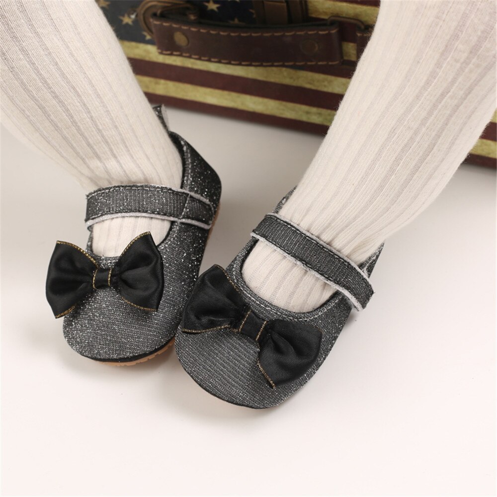 0-12M Kleinkinder Baby Mädchen Prinzessin Schuhe Prewalker Kleinkinder Weiche Sohle Flache Anti-Unterhose Sandalen Mit Bogen knoten Grau/Rosa/rosig/Weiß