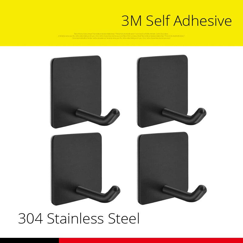 3M Sticker Adhesive Stainless Steel Wall Mount Holder Hook 1pc Door Clothes Coat Hat Hanger Hanger Towel Clothes Robe Rack