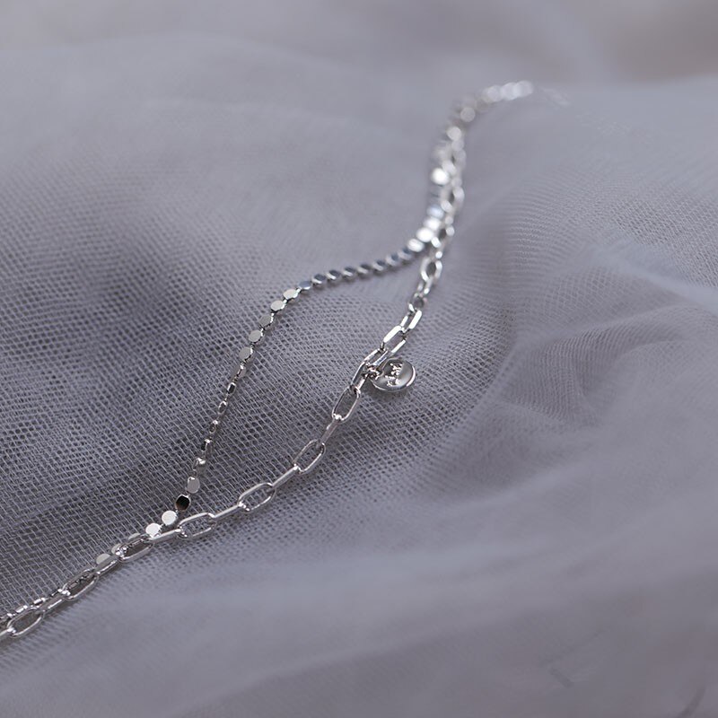 Anenjery Double Layer Ronde Schijf Lucky Charm Armband Voor Vrouwen Rose Goud Kleur Verstelbare Ketting Armband Sieraden S-B434