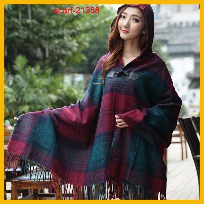 Kvinner vinter boho hette kåpe kappe poncho dame sjal pakke inn kvinnelig pashmina rutete kashmir teppe skjerf bufanda mujer: 5