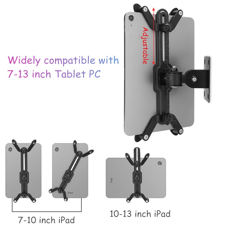 Wall Mount Tablet Stand Screen 360° Rotating, Tablets Holder Tilt Angle 90° Support 7-13 inch Tablet PC
