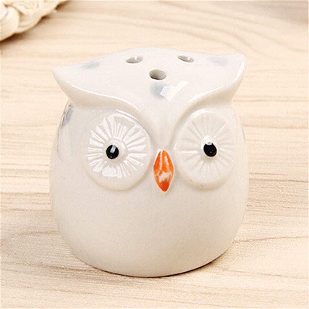 2 tecknade uggla keramiska salt peppar shaker dispensrar för hemlagning krydda behållare
