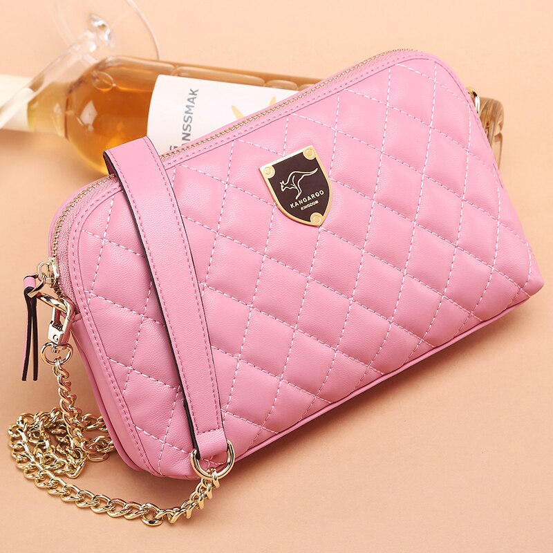 Kangaroo Kingdom Pu Leather Women Bag Plaid Small Women Messenger Bags