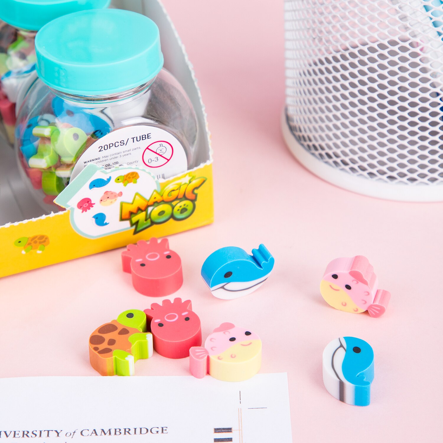 Deli Eraser 1 Tube(20 pcs) Cute Kawaii lovely animal Set Stationery color School Office Erase Supplies Kids EH03206