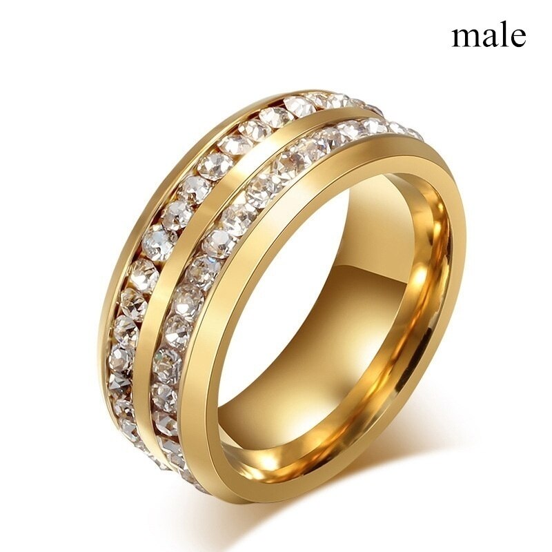 Klassisk gylden romantisk par bryllup forlovelsesring cubic zirconia ring smykker tilbehør valentinsdag: 13 / Han-