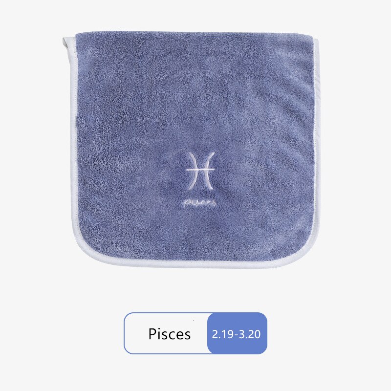 32*60cm Face Towel Microfiber Water Absorption Constellations Home Quick Dry Towels Small Soft Embroidery Bath Shower: Pisces-blue