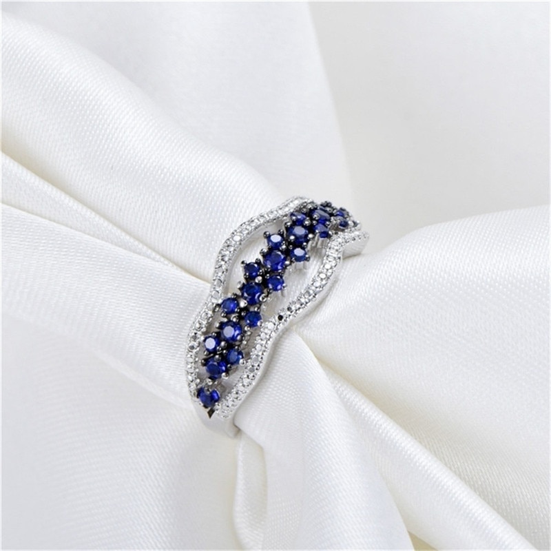 Fdlk Blue Crystal Ringen Voor Vrouwen Multi Layer Engagement Ring Legering Trouwringen Sieraden Sieraden