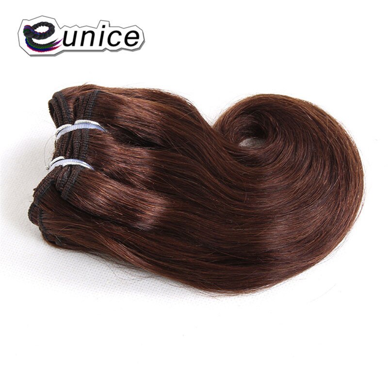 Tissage synthétique deux tons ombré-Eunice | Mèches courtes Body Wave, racines foncées, 8 pouces, 1 lot de 4 pièces, lot de 100 grammes pour femmes: n ° 4