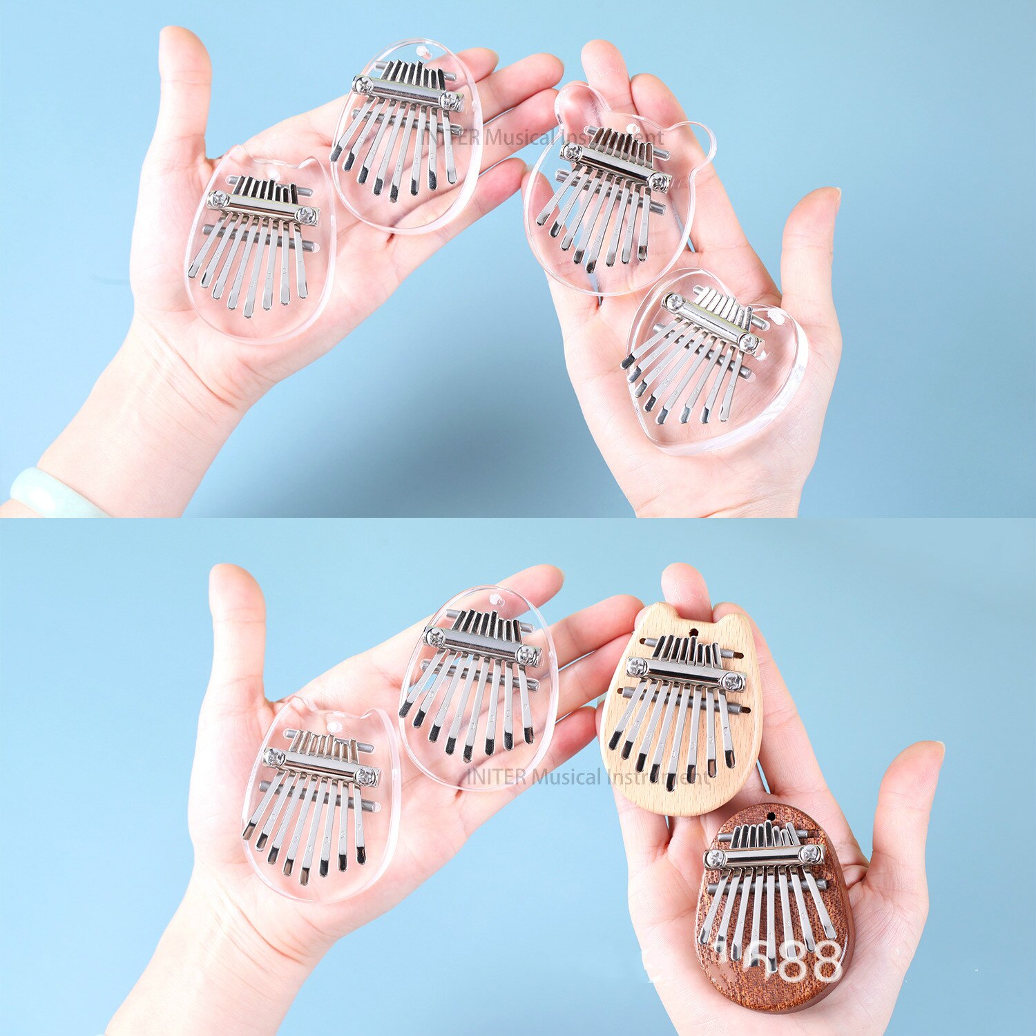 8 Keys Mini Kalimba Solid Mahogany Thumb Piano 8 Keys Solid Wood Kalimba Mini Kalimba Pendant Mini Harp Christmas