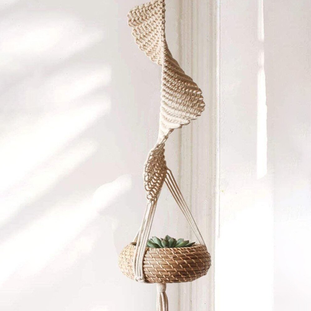 Handmade Macrame Plant Hanger Flower Pot Hanging Planter Basket Support for Flower Stands Wall Hangers Garden Balcony Decoration