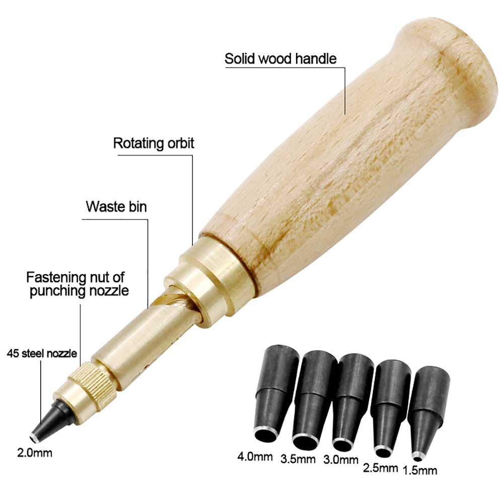 6 unids/set de perforadora de cinturón automática reemplazable Multi-cabeza de la correa de tornillo perforador de cuero DIY herramienta para papel de taladro Kit para manualidades Punch