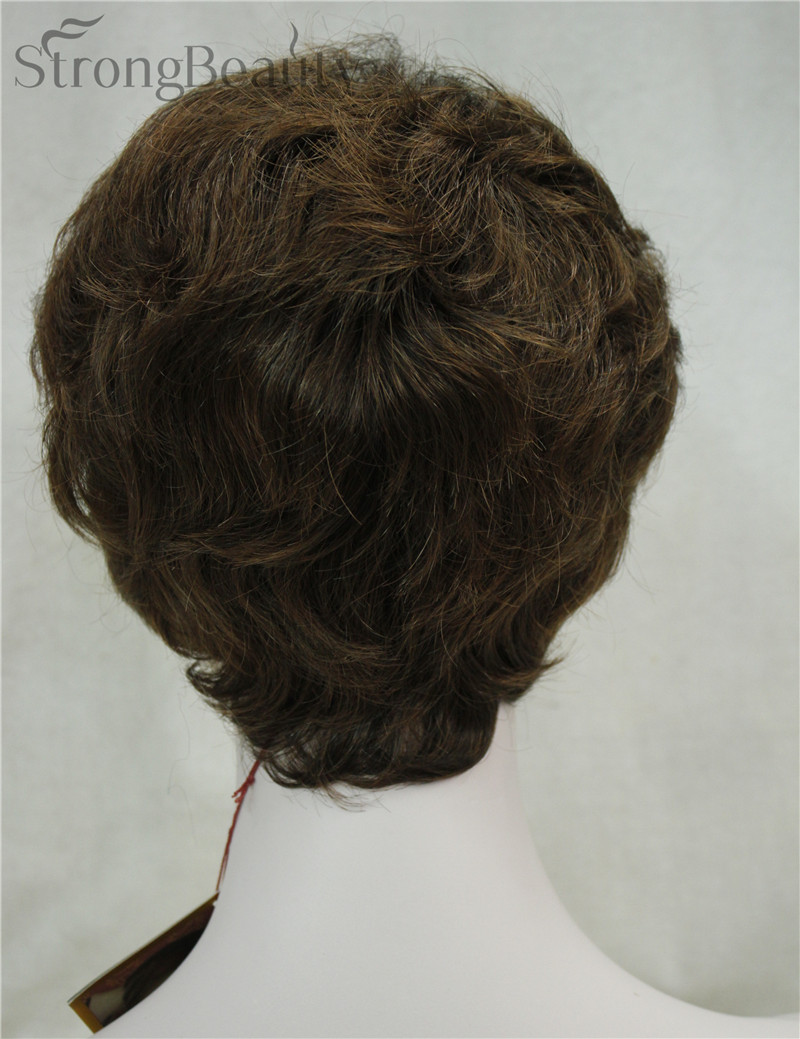 Sterke Beauty Synthetische Klassieke Korte Krullend Natuurlijke Blonde Bruine Pruiken Capless Vrouwen Pruik