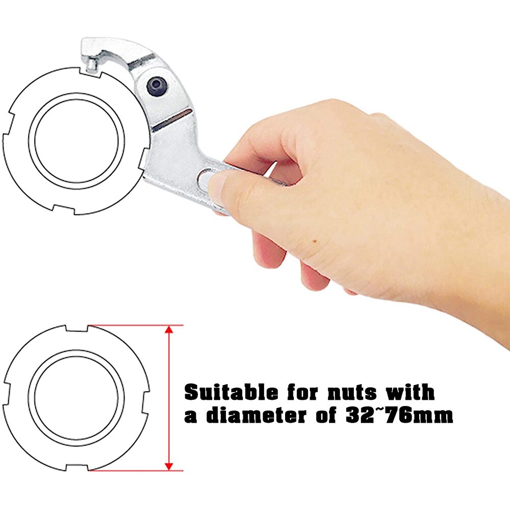 1 pz dado tondo chiave a mezzaluna regolabile chiave a testa tonda strumento dadi bulloni attrezzo manuale 19-51mm 32-76mm 51-121mm