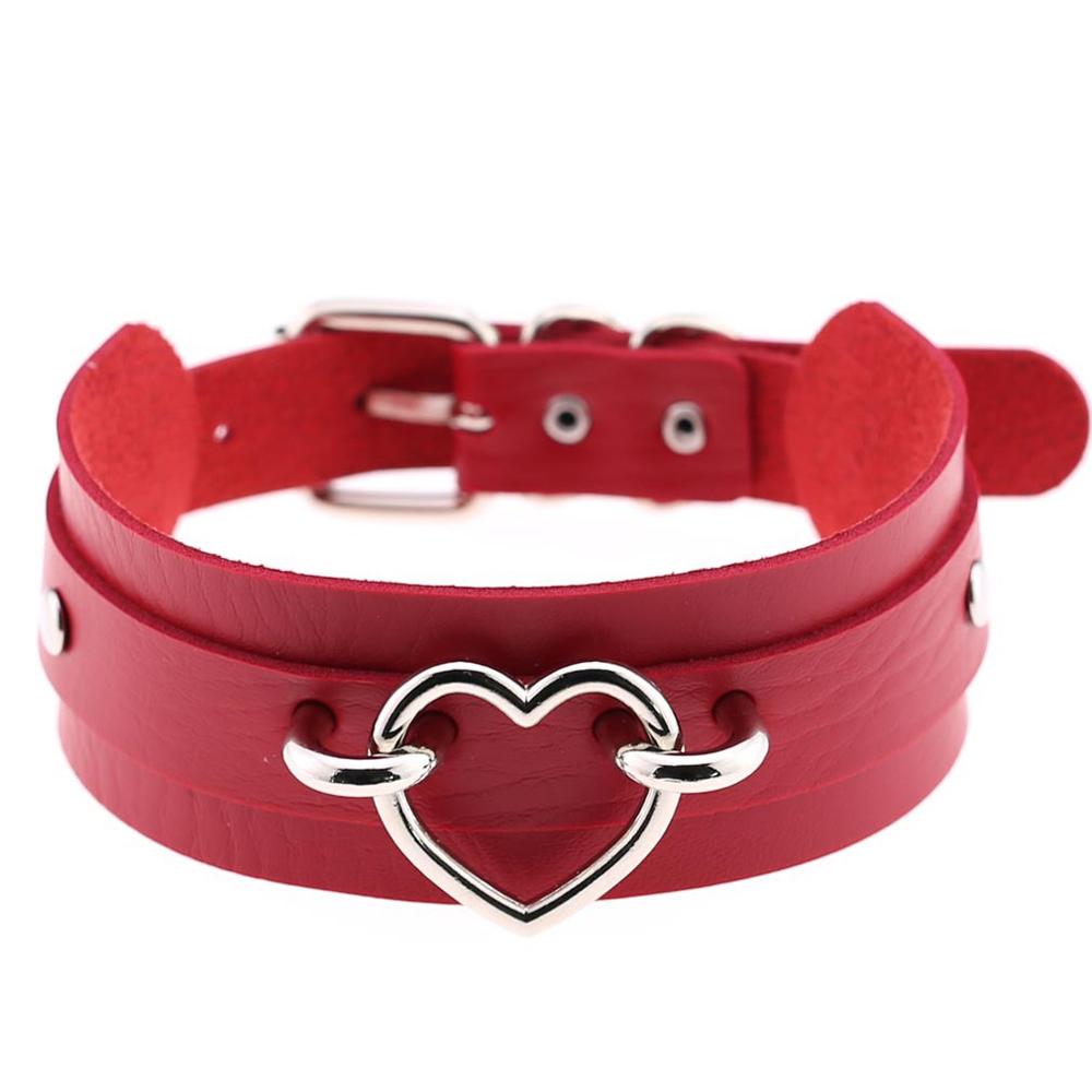 Gothic style heart choker cute collar goth jewelry harajuku accessories kawaii collar for women chocker halloween jewellery: red