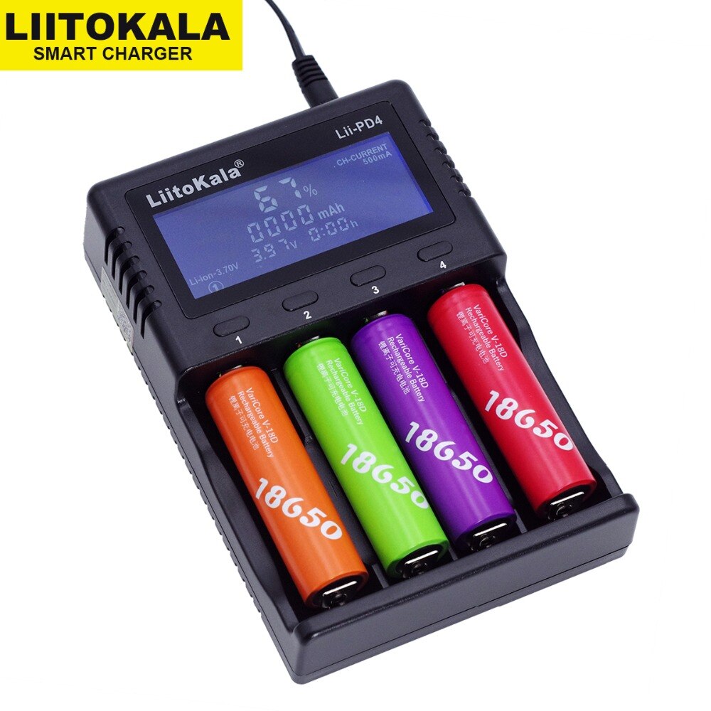 Genuine/Original Liitokala Lii-PD4 18650 Charger 1.2V 3.2V 3.7V 3.85V AA / AAA 26650 16340 25500 NiMH Lithium battery charger