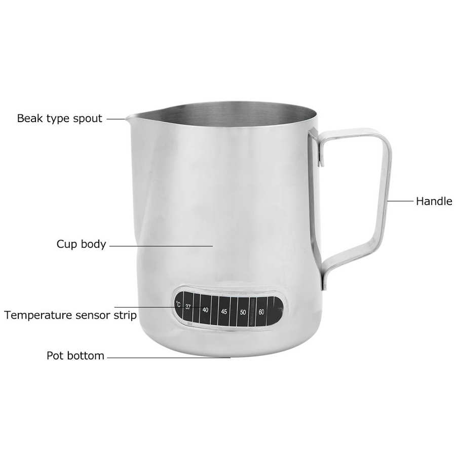 600ml maitokannusta kahvin vaahdotuskuppi espresso maito tee latte kannu kahvimuki lämpötilan näyttö tarra