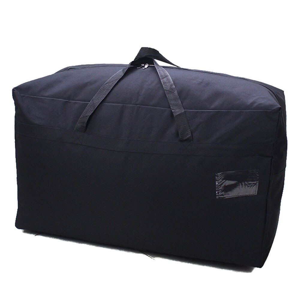 Unisexe imperméable à l'eau doux épaissir voyage grande capacité couette avec poignée fermeture éclair bagages Oxford tissu sac de rangement organisateur: Black