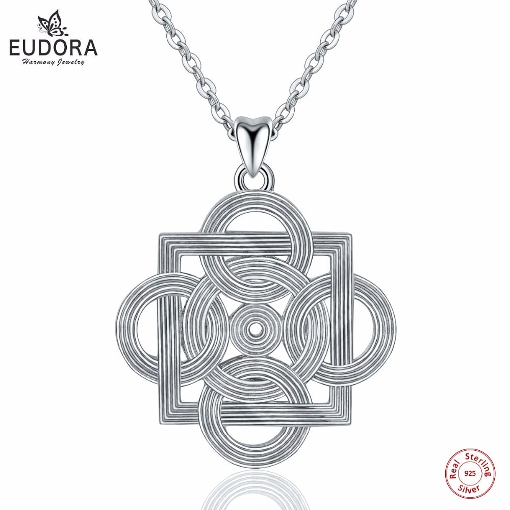 Eudora 925 Sterling Silver Necklace Celtics Knot Pendant with 18 inch Chian for Women Jewelry for friend CYD120