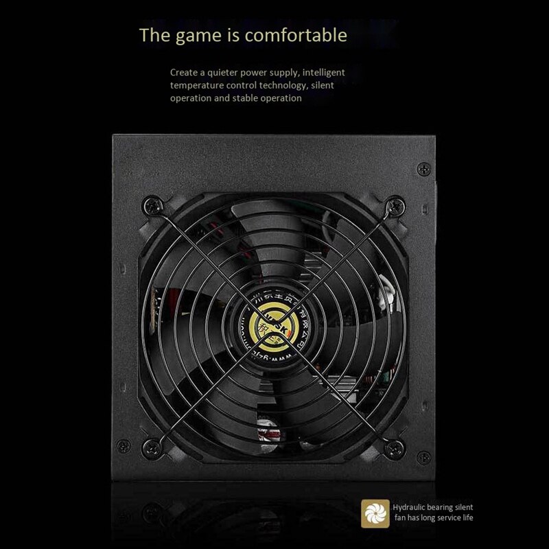 EVESKY 500W Desktop Computer Mainframe Power Supply Wide Mute Power Supply 12CM Rated 500W Peak 600W US Plug