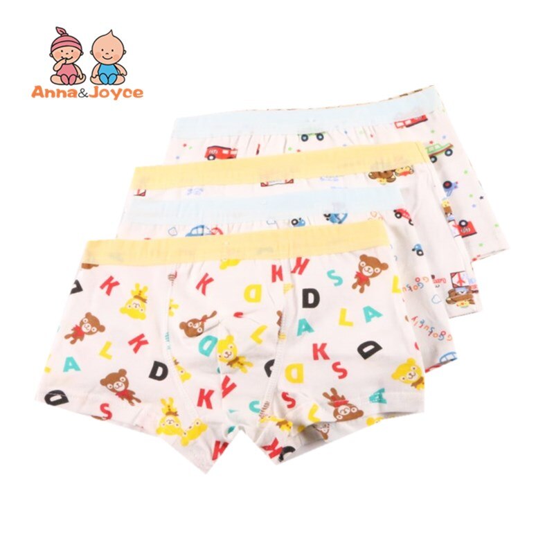 4 teile/los Junge Boxer Baby Jungen Unterwäsche freundlicher Höschen Karikatur Taxi Auto Art Unterhose Baumwolle kurze Hose Anzug 2-10Y