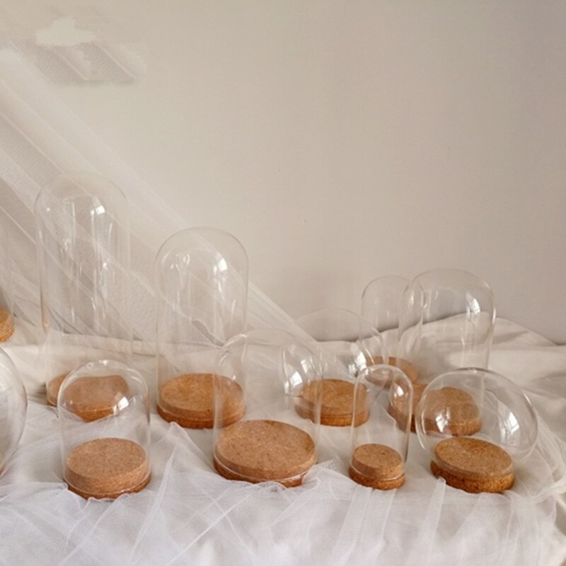 7*30cm Cork Base Glass Dome Home Wedding Decoration Diameter=7cm Diameter=30cm Glass Cover Vase Friend