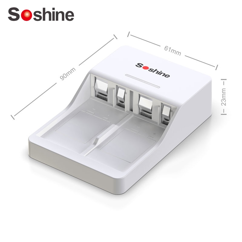 Soshine SC-V1 9V White 2 Independent Channels Smart Rechargeable Battery Charger with LED Indicator for Li-ion、Ni-MH、LiFeP04